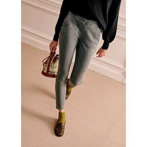 Sezane muted gray cropped high-rise jeans